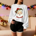 thumbnail image 3 of Women’s Cute Christmas Tree Crop Sweatshirt Long Sleeve Xmas Graphic Pullover Holiday Family Matching Top Funny Santa Lantern Sleeve Tee,White,L, 3 of 5