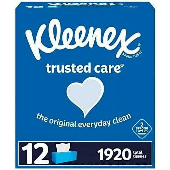 Trusted Care 2-Ply Tissues, Flat Boxes (160 Tissues/Box, 12 Boxes)