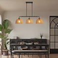 thumbnail image 2 of Modern Rattan Chandelier Fixture Kitchen Island Hanging Ceiling Lights for Dining Room-Black, 2 of 10
