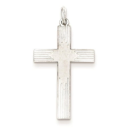 925 Sterling Silver Polished Solid Laser Etched Cross Charm Pendant