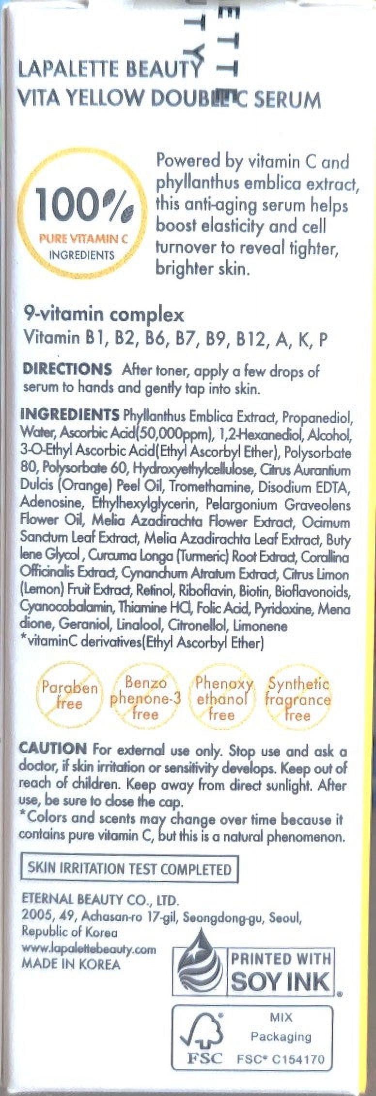 Lapalette Beauty Vita Yellow Double C Serum 2-Pack – Brightening Vitamin C Serum for Radiant Skin (35ml x 2)