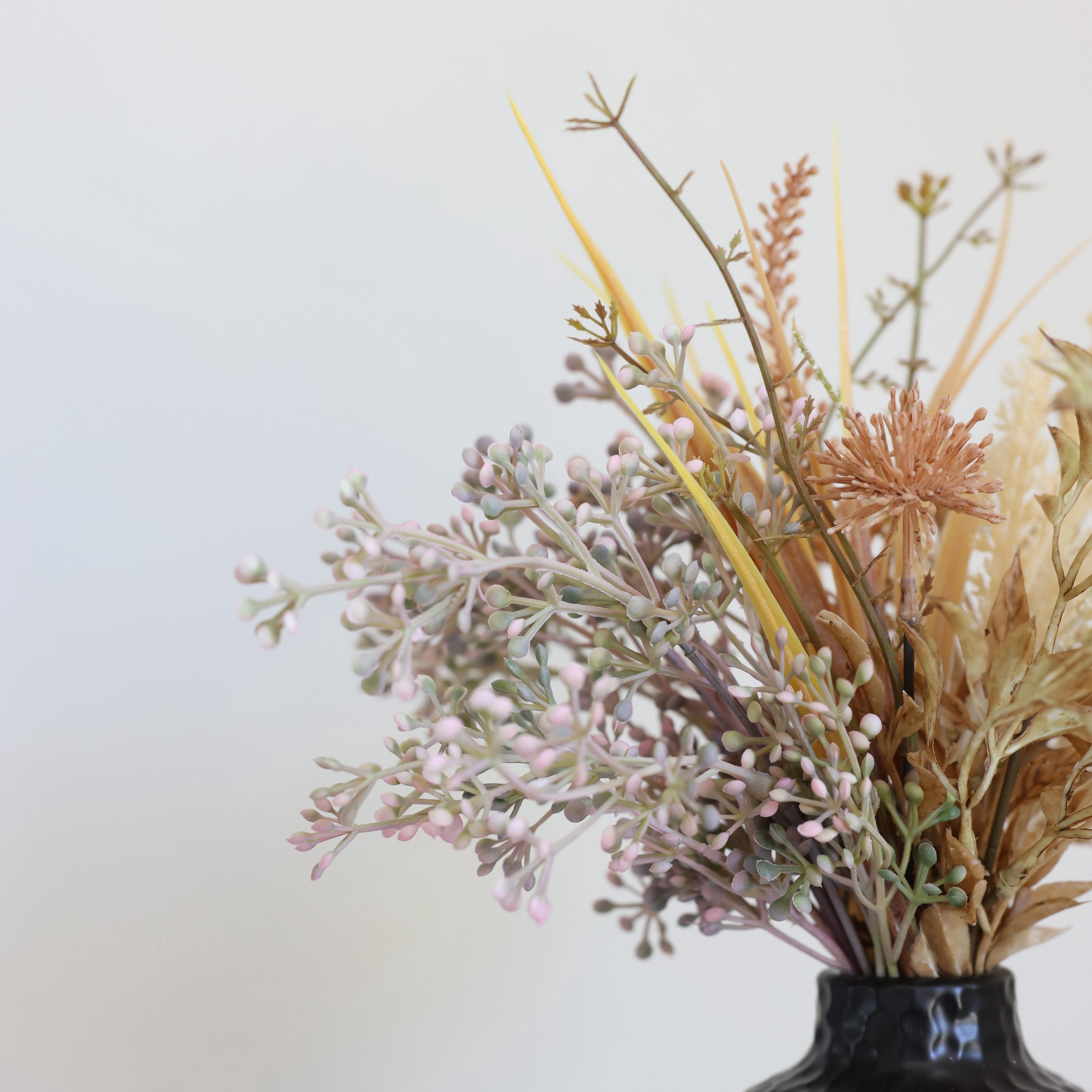 Home Decor Collection Flora Bunda 14" Artificial Fall Floral Arrangement in Matte Black Ceramic Vase for Tabletops - 1.4 lb.