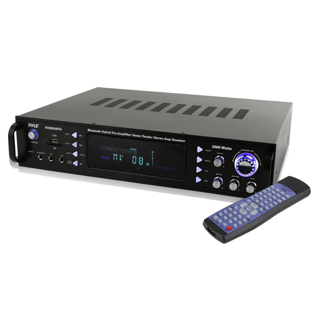 Pyle 2000 Watt Bluetooth Hybrid PreAmplifier, Home Theater Stereo Amp Receiver P2203ABTU