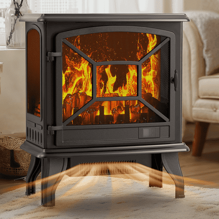 Condition photo showing New/Like New for 24 Freestanding Electric Fireplace Heater Stove Portable Infrared Fireplace for Indoor W/ Remote Thermostat 3 Variable Flame