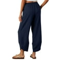 thumbnail image 4 of Anygrew Womens Baggy Wide Leg Pants Elastic Waisted Casual Palazzo Harem Pants Summer Beach Trousers with Pockets S-XXL, 4 of 9
