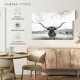thumbnail image 5 of Elephant Stock Longhorn Texas Bw Wall Art - Horizontal Canvas Wall Art - Living Room Wall Decor - Animal Canvas - Black And Gray Decor By Sisi And Seb - 12" x 8", 5 of 8
