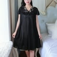 thumbnail image 2 of Bixock Women Pajamas Dress,Nightgowns for Women Summer V-Neck Casual Solid Short Sleeve Sleepshirts Dress, 2 of 4