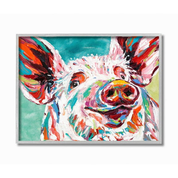 Stupell Industries Brightly Painted Pig Framed Wall Art by Carolee Vitaletti