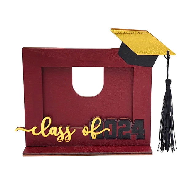 Marco de fotos de graduación de madera, Clase de 2024, Regalos de graduación para la universidad, Escuela secundaria Rojo