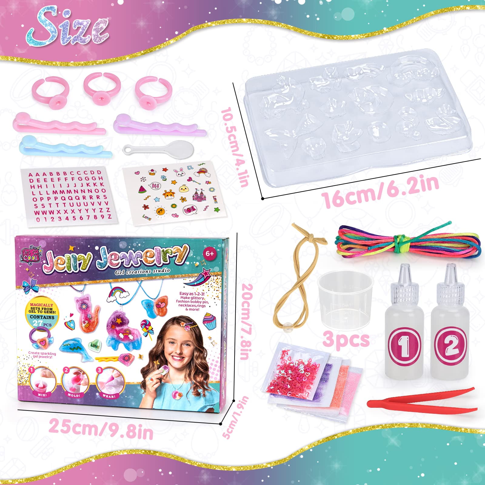 Pearoft Craft Gifts for 8-10 Year Old Girls, DIY Kids Arts Kits for 8-12 Year Old Girls Birthday Gifts Resin Silicone Jewelry Making Kit Sets for Kids