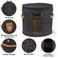 thumbnail image 4 of 2X Round Hat Storage Box - Foldable Hat Box with Lid for Stuffed Clothes and Animal Toy, Carrying Box Dark Grey, 4 of 7