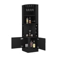 thumbnail image 2 of Bar Cabinet | Store 8 Bottles and Display Liquor, Double - Door | Black - Finished Particle Board | Solve the Dilemma of Alcohol Storage, 2 of 2
