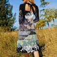 thumbnail image 3 of The Great Wave Color Glitch Sweetheart Knot Flared Dress Fashion Design Large Size Loose Dress Threshold Inverted Tumblr, 3 of 5