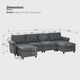 thumbnail image 4 of BUIORD 115" Modular Sectional Couch with Storage, 6 Seat Couches and Sofas for Living Room, U-Shaped Sectional Couch with Reversible Chaises, Gray, 4 of 8