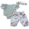 thumbnail image 1 of CNKOO Infant Baby Girl Ruffle Sleeve Floral Romper Harem Pants Summer Outfits, 1 of 5