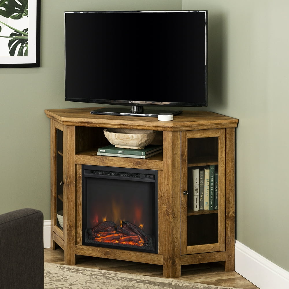 Walker Edison Barnwood Corner Fireplace TV Stand for TVs up to 50