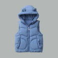 thumbnail image 2 of Children's Boys and Girls Outerwear Vests Solid Color Sleeveless Hooded Versatile Short Top Winter Fashion Cute Vest Blue 1 Year, 2 of 8
