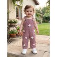 thumbnail image 6 of RUINIXCW Kids Girls Overalls, Sweet Embroidery Flower Corduroy Buckle Closure Pants, 6 of 7