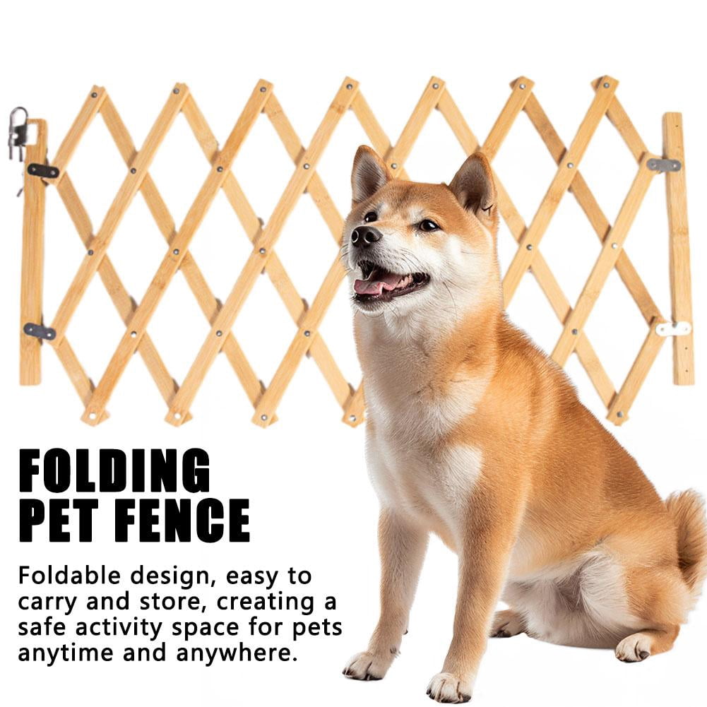 Bamboo Alloy Foldable Pet Gate, Retractable Dog Barrier for Indoor Outdoor, 110cm