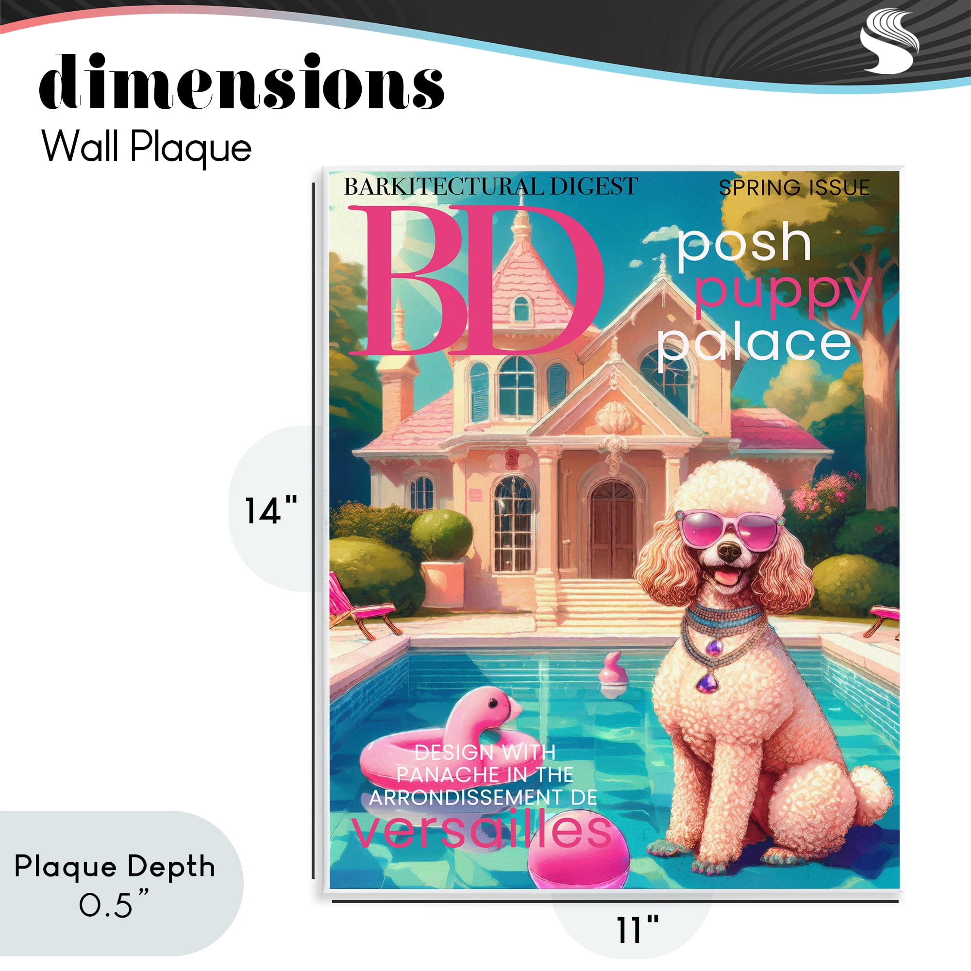 Stupell Industries Poodle Magazine Parody Wall Plaque Art, design by Grotto Studios