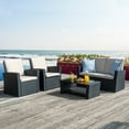 thumbnail image 4 of Walsunny 4 Pieces Outdoor Sectional Conversation Wicker Patio Furniture Set with Cushion Table for Backyard,Porch,Garden,Poolside Balcony,Gray, 4 of 7