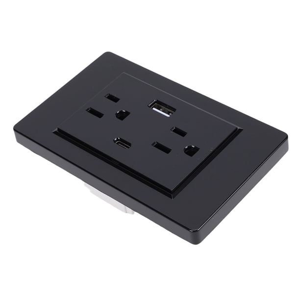 Toma De Corriente De Salida, Salidas Duales De 3 Clavijas Y Puertos De Carga USB Tipo C, Panel De 118 Receptáculos, Negro, 15A