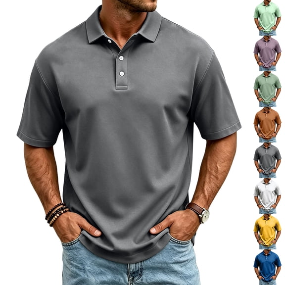Polo Shirts for Men Summer Short Sleeve T Shirts Classic Fit Moisture Wicking Casual Collared Tee Tops