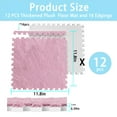 thumbnail image 2 of Interlocking Carpet Shaggy Soft EVA Foam Mats Fluffy Square Thickened Plush Tiles Protective Floor Tiles Exercise Play Mat for Children Kids Room Home Parlor Bedroom (Pink, 12 Pcs), 2 of 7