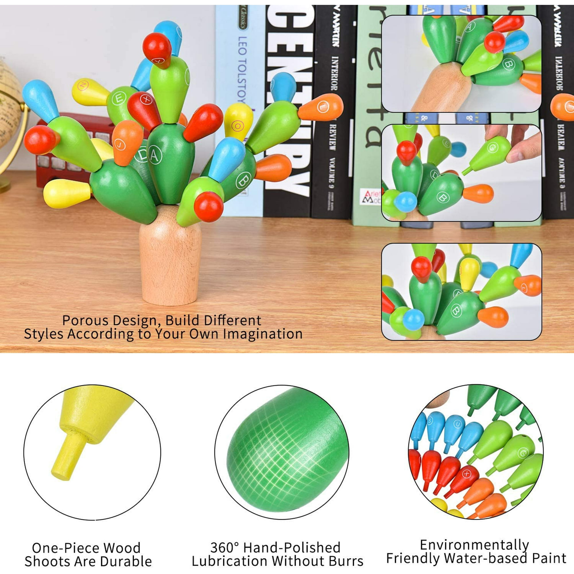 Balance Cactus Montessori Wood For Children Wooden Blocks Toys Cactus Construction Toys Mosaic Educational Demolition Toys For Boys And Girls Walmart Canada