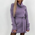 thumbnail image 2 of Fashion Deals 2023 Lindreshi Sweater Dress Fall Fashion 2023 Women's Fall and Winter New Fashion Casual High Waist Strap Long Sleeve Dress Women, 2 of 4