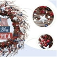 thumbnail image 2 of 18Inch 4th of July Patriotic Day Wreath Red Blue White Berry Wreath with Americana Flag Patriotic Decorations for Memorial Day Independence Day Veterans Day Front Door Wall, 2 of 5