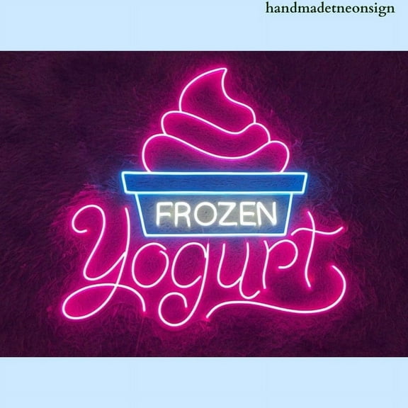 Handmadetneonsign Frozen Yogurt Neon Light, Frozen Yogurt Led Light, Yogurt Room Wall Art Decor 90260