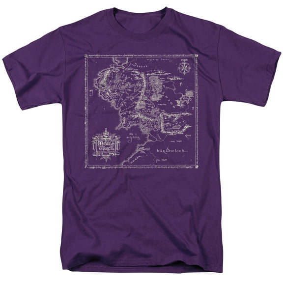 Lord Of The Rings Map Of Me Unisex Adult T Shirt, Purple, Small