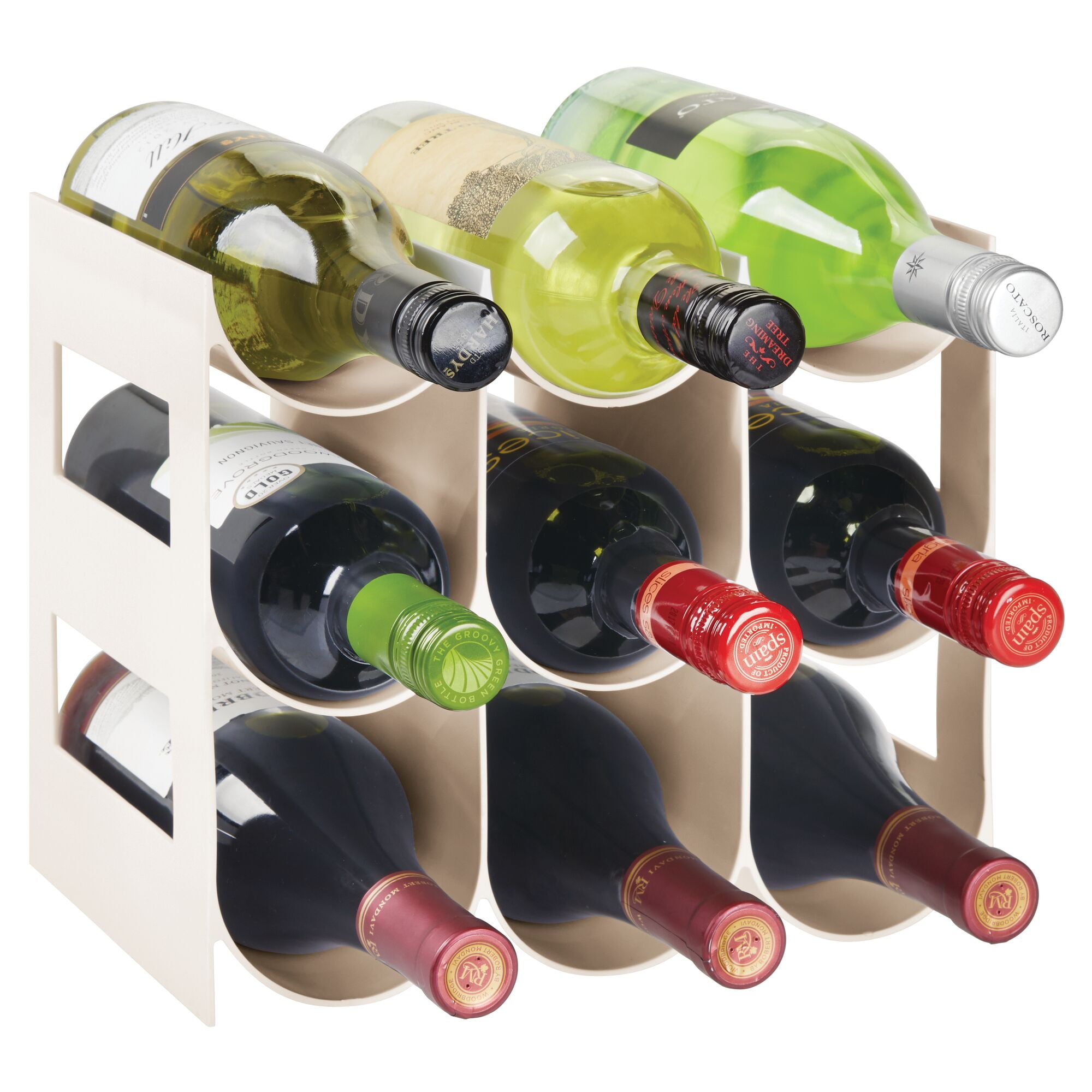 mDesign Set of 4 Bottle Holder Shelves — Water Bottle Holder for up to 3 Bottles — Ideal for Use as a Wine Rack — Sea Blue 