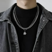 Punk Friends Gift Sweater chain Couple Necklace Thick Chain Men Women Titanium Steel Necklace Men Clavicle Chain Korean Style Necklace Cuban Letter Necklace S