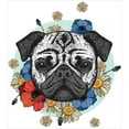 thumbnail image 3 of Pug Duvet Cover Set, Black and White Head of a Pug on Floral Arrangement with Flowers Daisies, Decorative 3 Piece Bedding Set with 2 Pillow Shams, King Size, Red Blue Black, by Ambesonne, 3 of 3
