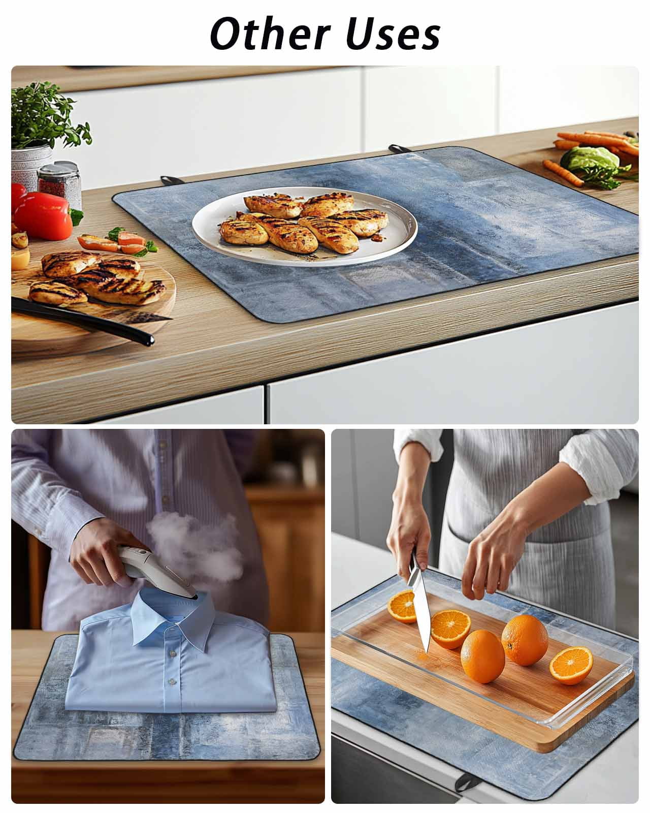 Stove Top Covers for Electric Stove, Blue Glass Stovetop Cover Protector, Retro Oil Painting Modern Abstract Art Aesthetics Induction Cooktop Protector Oven Mat for Kitchen Countertop 36"x21"