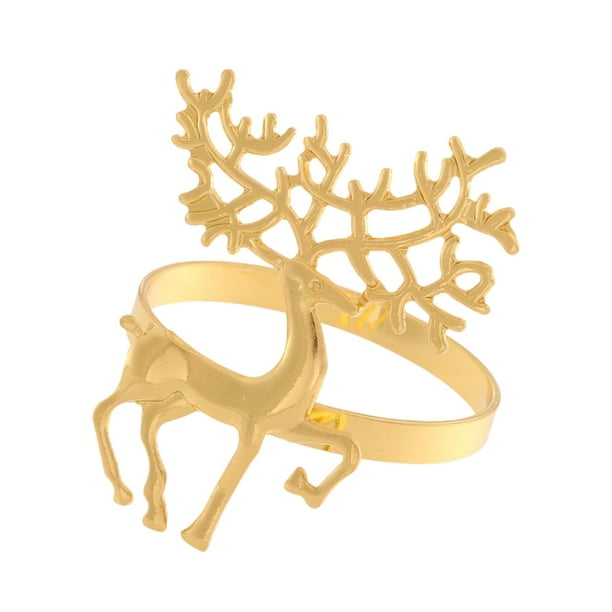 Anillos de servilleta con forma de ciervo, anillo de reno con forma de alce para servilletas de cena, porta servilletas Oro