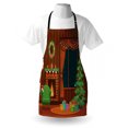 thumbnail image 4 of Cozy Apron, Merry Christmas Themed Cartoon Design Room with Log Tree and Presents, Unisex Kitchen Bib with Adjustable Neck for Cooking Gardening, Adult Size, Multicolor, by Ambesonne, 4 of 4
