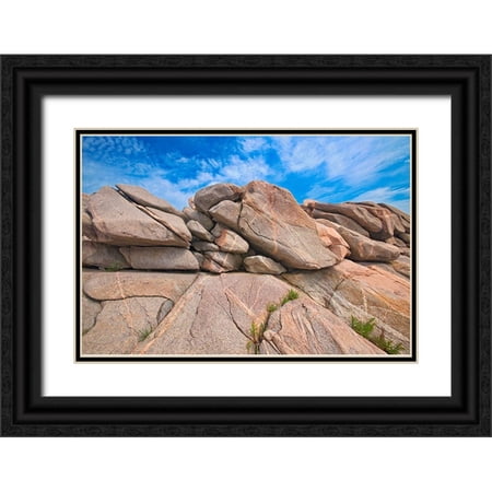 Jaynes Gallery 24x17 Black Ornate Wood Framed with Double Matting Museum Art Print Titled - Canada-Nova Scotia-Cape Breton Island Rocky shoreline along Cabot Strait