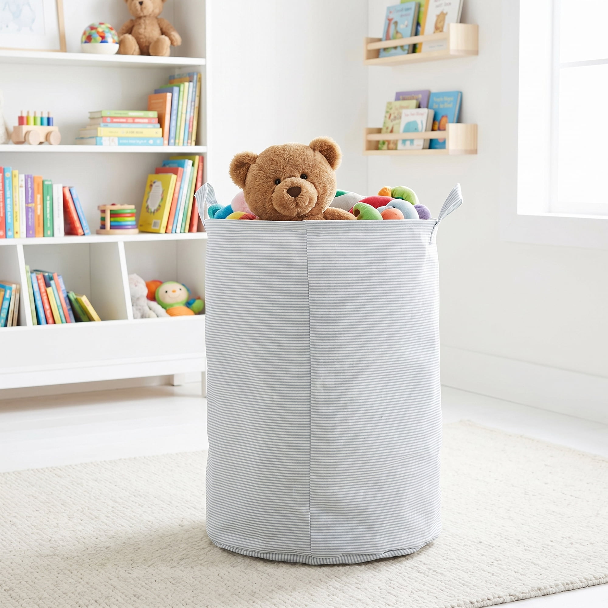 Unique Bargains Collapsible Non-Woven Fabric Hamper with Handles Green 22" x 15.7"