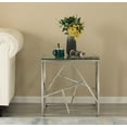 thumbnail image 2 of Modern Square End Side Table, Tempered Glass Top Metal Coffee Table, Silver, 2 of 7