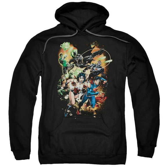 Trevco Jla-Battle Ready Adult Pull-Over Hoodie- Black - Small