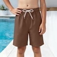 thumbnail image 3 of Faraee Boys Shorts Kids Athletic Summer Knee Length Sweatshort Teen Drawstring Elastic Waist Bermuda Short Pants with Pockets 5-14Y Brown, 3 of 5