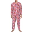 thumbnail image 3 of Naloa Festive Christmas Stocking Cheer Men’s Pajamas Set - Long Sleeve Button Down Sleep Shirt and Pajama Bottoms Sleepwear Set-Small, 3 of 7