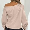 thumbnail image 7 of Kaemgyyd Satin Womens Tops Silk off the Shoulder Loose Dressy Blouse Soft Lantern Long Sleeve Elegant Shirt for Party, 7 of 7