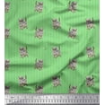 thumbnail image 1 of Soimoi Moss Tissu Georgette à Rayures et Imprimé d'Animaux Chat 1 Yard 42 Pouces de Large, 1 of 3