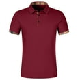 thumbnail image 4 of Men's Casual Polo Shirts Classic Button Basic Short Sleeve Fashion Golf Collared Shirt Wine XXL, 4 of 9