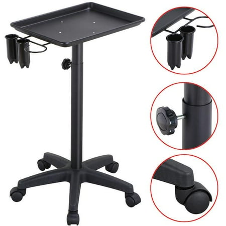 Olive Trolley - Beauty Rolling Trolley Cart Equipment Mobile Salon Spa Service Instrument Hairdressing Storage Tray W/Accessory Caddy Aluminum Black