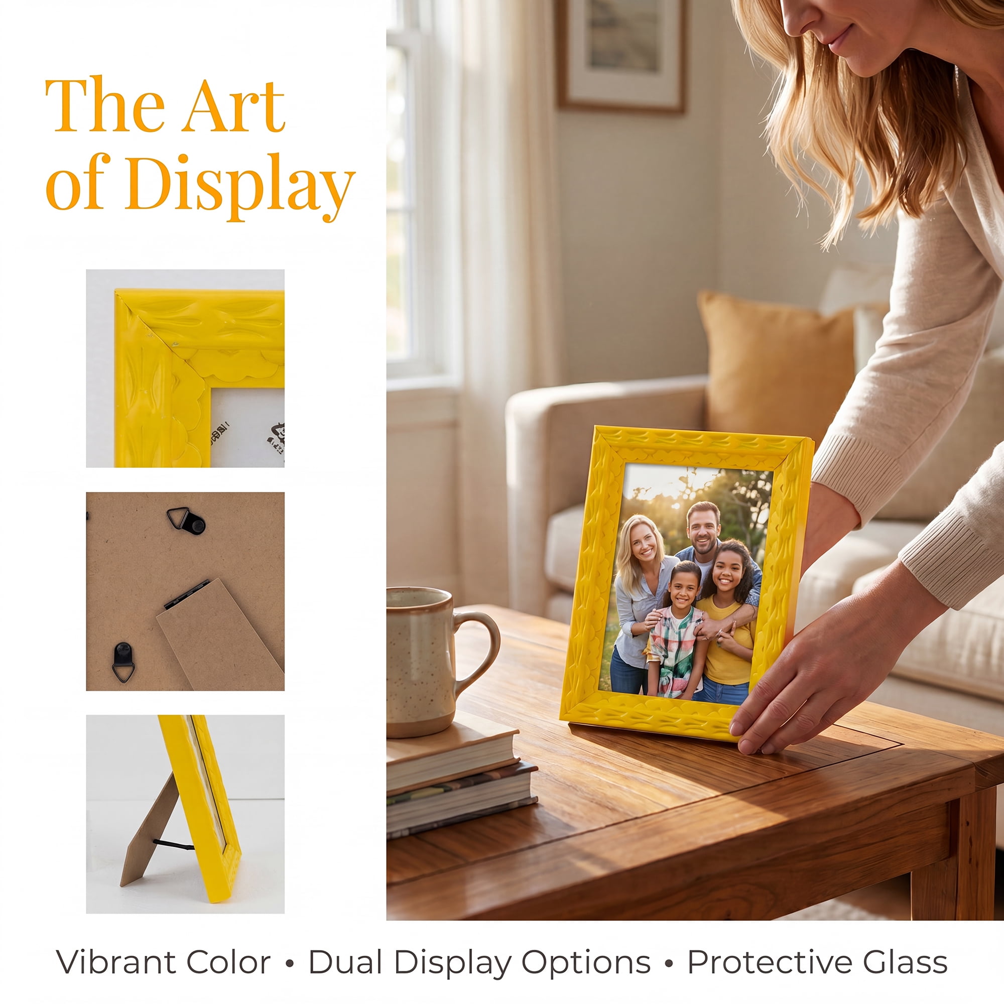 Unique Bargains Dopamine Colorful Funky Picture Frame Yellow 4" x 5"